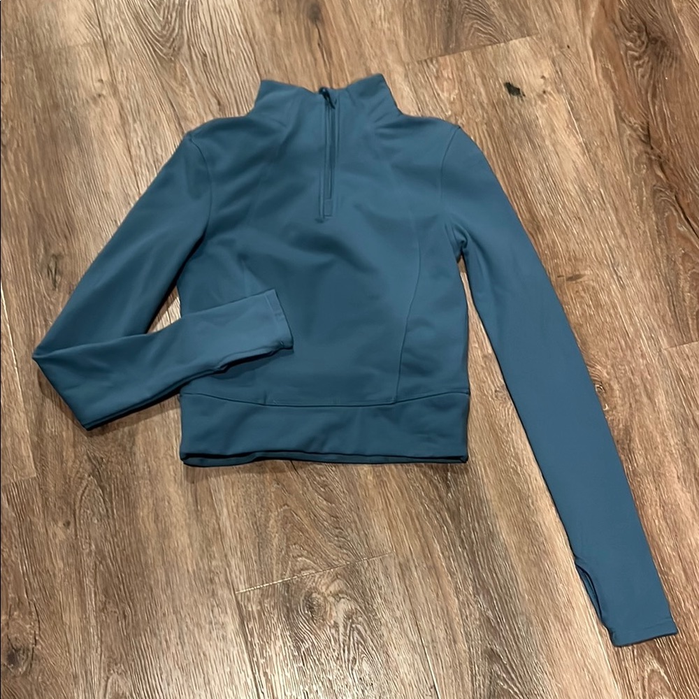 Yogalicious Blue Fitted Crop Long Sleeve Top